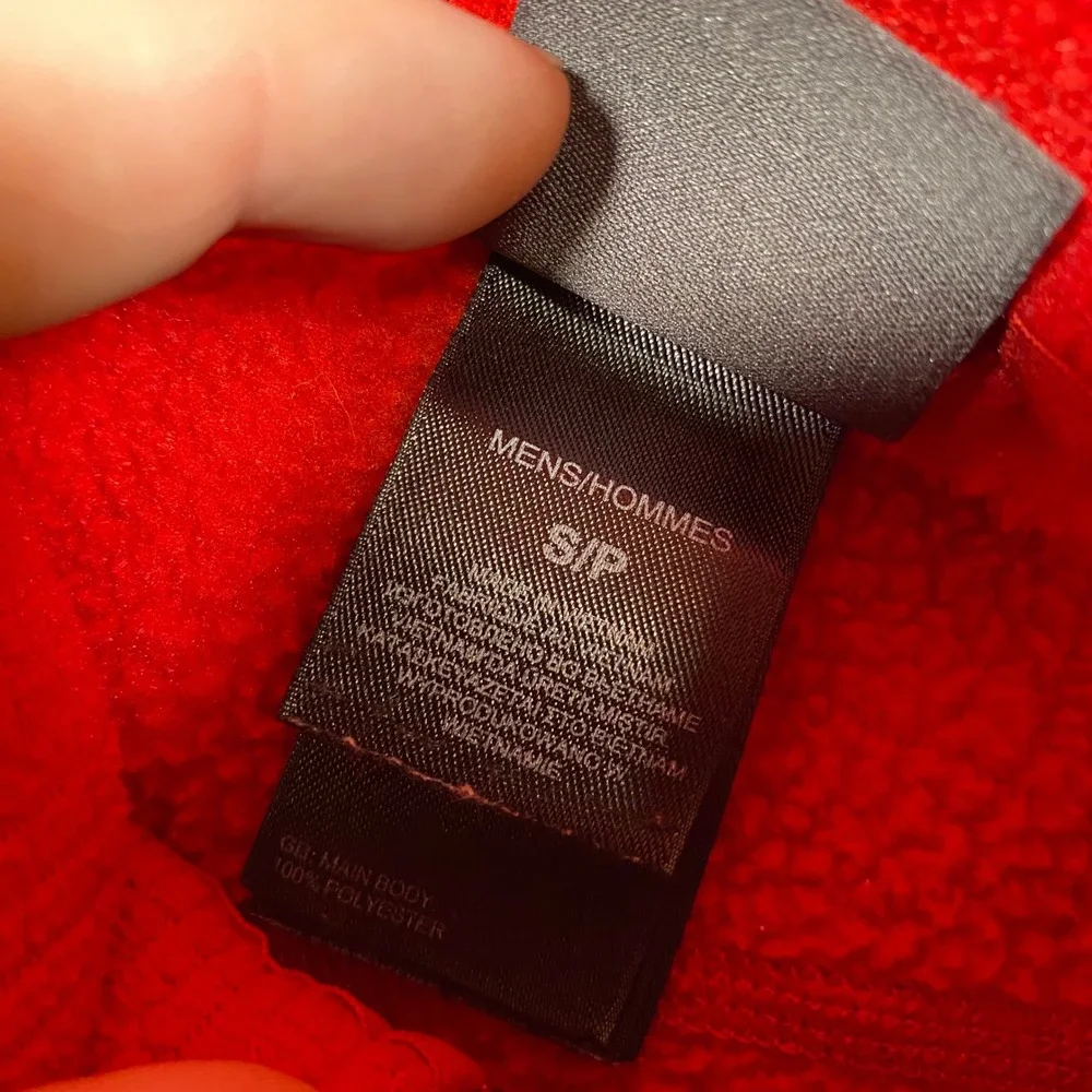 The North Face Mens Small Red‎ Quarter Zip Fleece Pullover Textured Grid Jacket